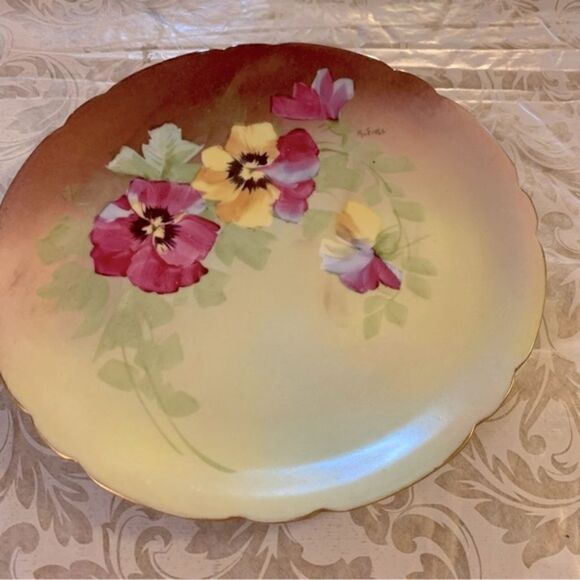 Vtg J P L Jean Pouyat Limoges France Porcelain Plate 9” Hand Painted Gold Trim - Picture 2 of 4